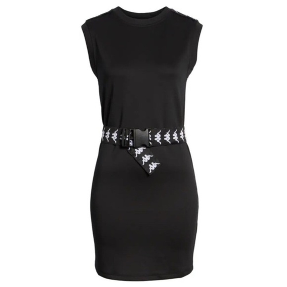 Kappa Logo Belt Mini Dress Size Extra Small Black Athleisure Sporty Streetwear